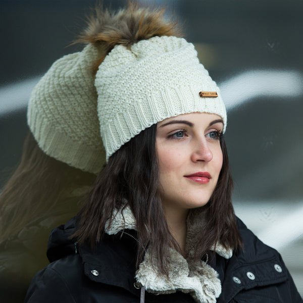 Lexington Beanie in Ivory - Sweet Turns